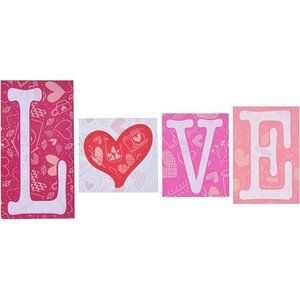 Valentines Day Table Decoration Love Wooden Blocks Love Signsr (Pink)